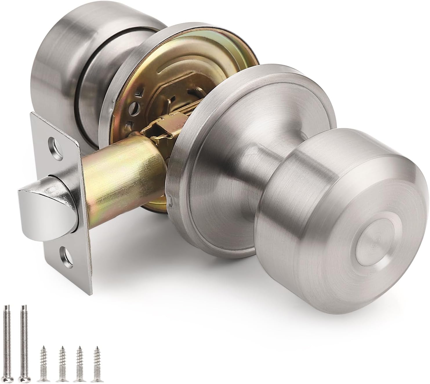 MANIJA PARA PUERTA CILÍNDRICA KNOBWELL NÍQUEL CEPILLADO SIN LLAVE - 1