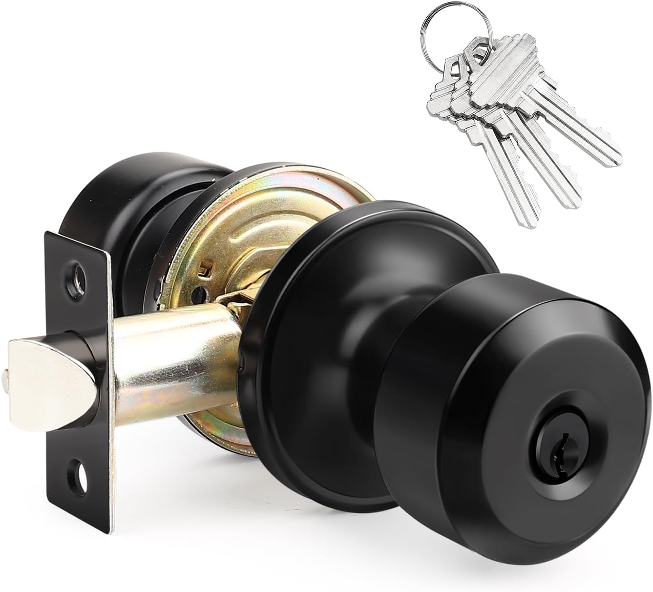 MANIJA PARA PUERTA KNOBWELL ENTRADA CON LLAVE JUEGO 6 PIEZAS ACABADO NEGRO MATE - 1