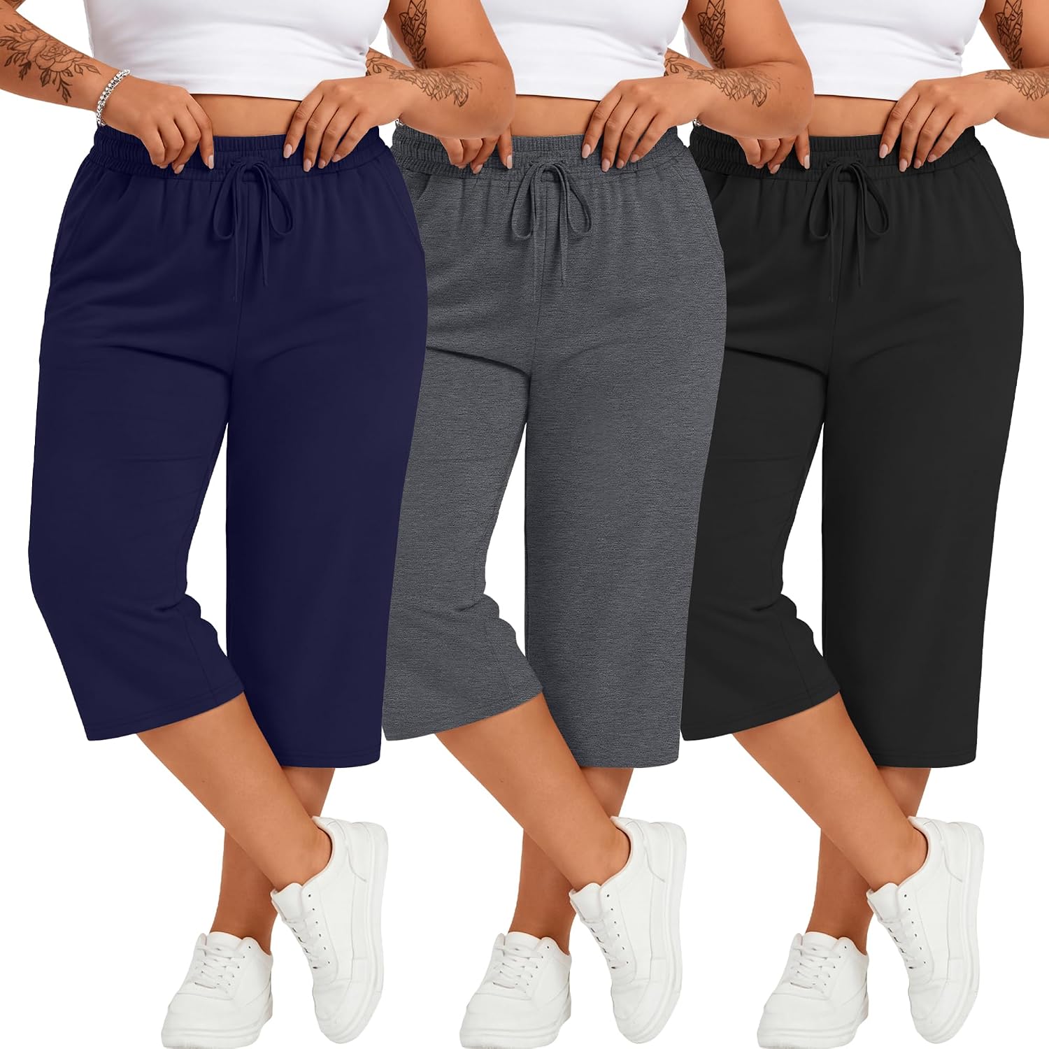 PANTALÓN CAPRI NEER TALLA GRANDE ALGODÓN PACK 3 UNIDADES - 1