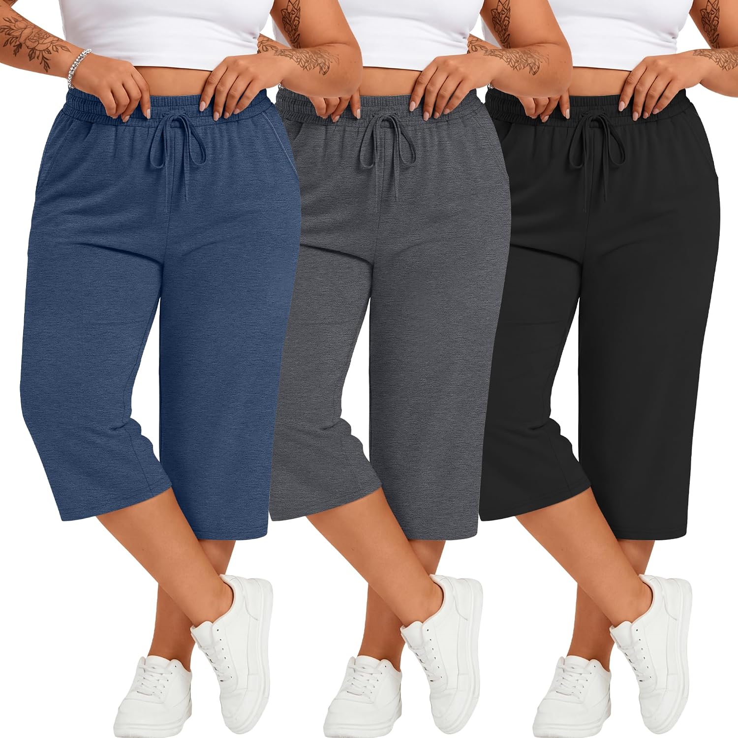 PANTALÓN CAPRI NEER TALLA GRANDE ALGODÓN PACK 3 UNIDADES - 1