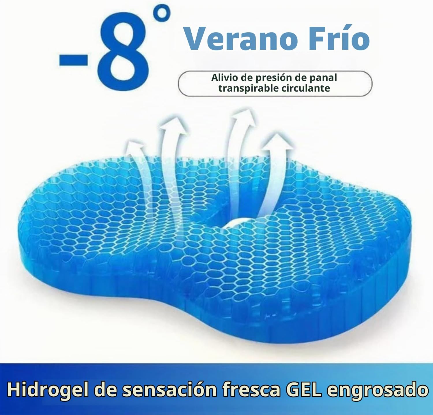 COJÍN DE GEL ERGONÓMICO BONTEBIAN ERGONOMICLUX HONEYCOMB CON FUNDA DE SEDA NEGRA - 2