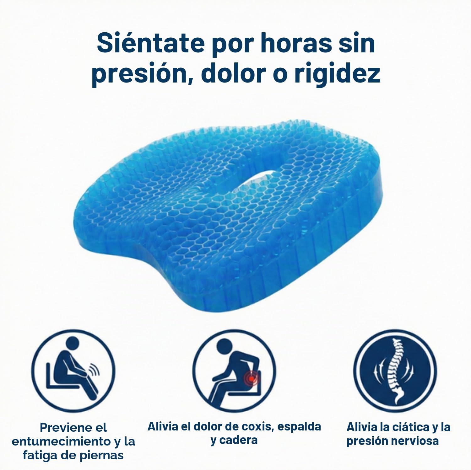 COJÍN DE GEL ERGONÓMICO BONTEBIAN ERGONOMICLUX HONEYCOMB CON FUNDA DE SEDA NEGRA - 3