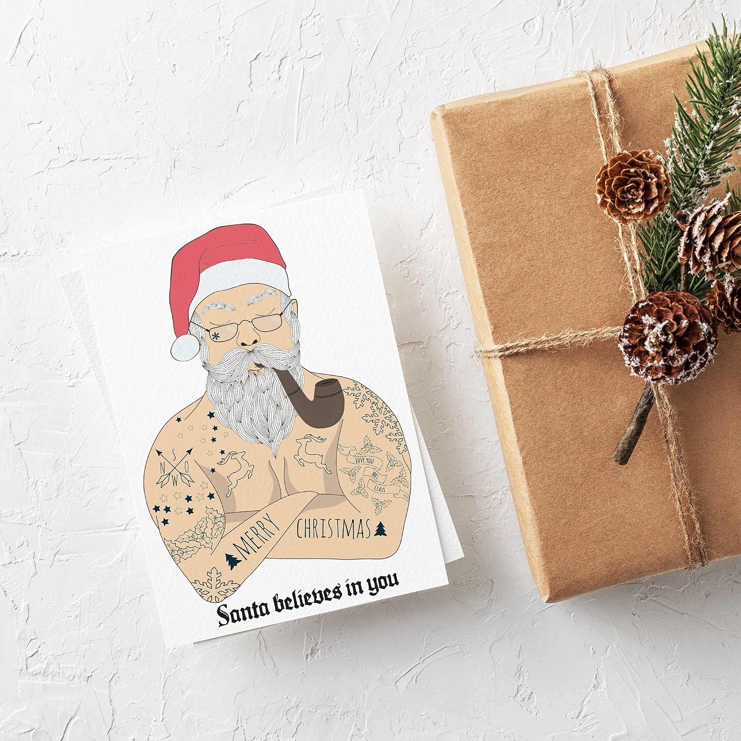 TARJETAS DE NAVIDAD SANTA BELIEVES IN YOU 24 UNIDADES CON SOBRES BLANCOS - 2