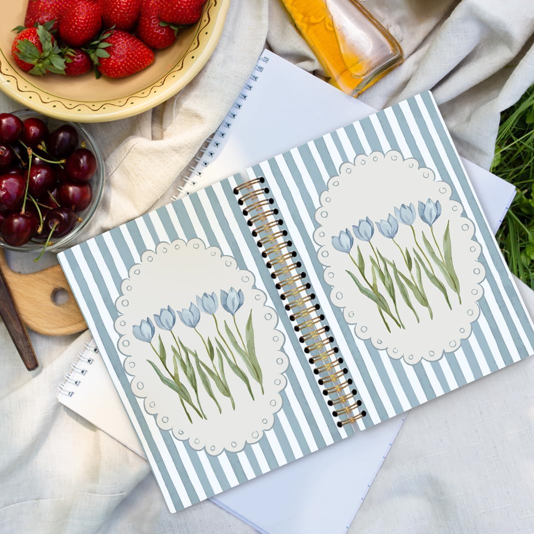 CUADERNO ESPIRAL DVHDAJED DISEÑO FLORAL AZUL TULIPÁN 5.5X8.3 PULGADAS - 2