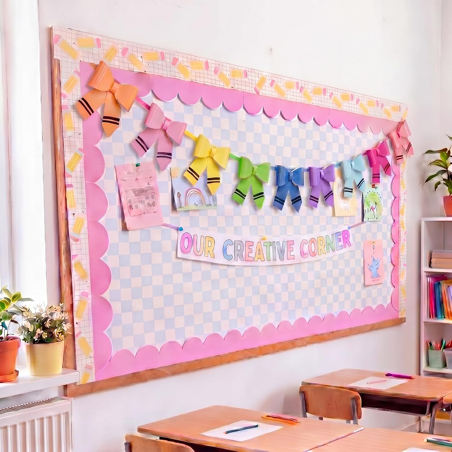 DECORACIÓN DE AULA KNITGRIP 9 PIEZAS LÁPICES CON MOÑO PARA PARED - 3