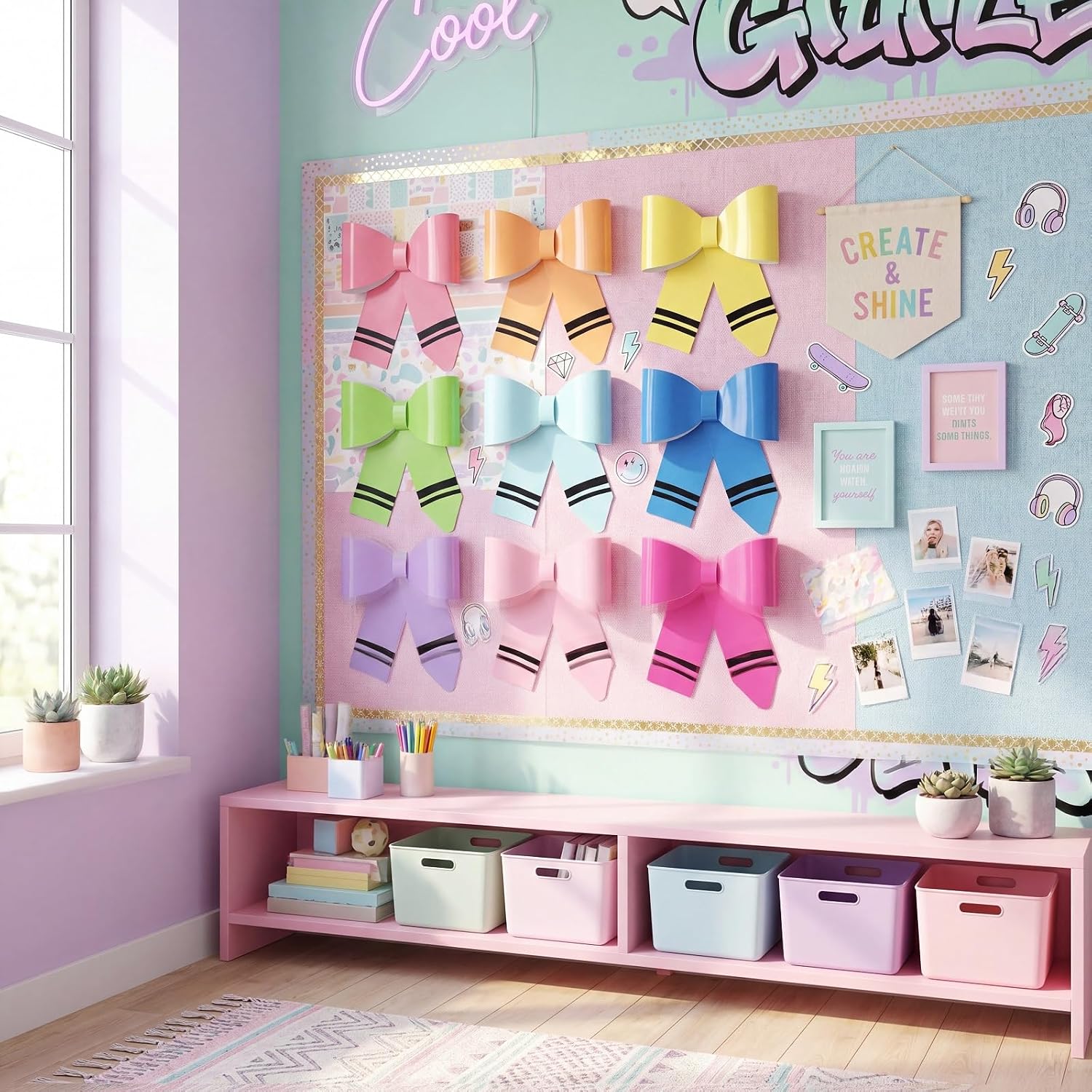 DECORACIÓN DE AULA KNITGRIP 9 PIEZAS LÁPICES CON MOÑO PARA PARED - 4