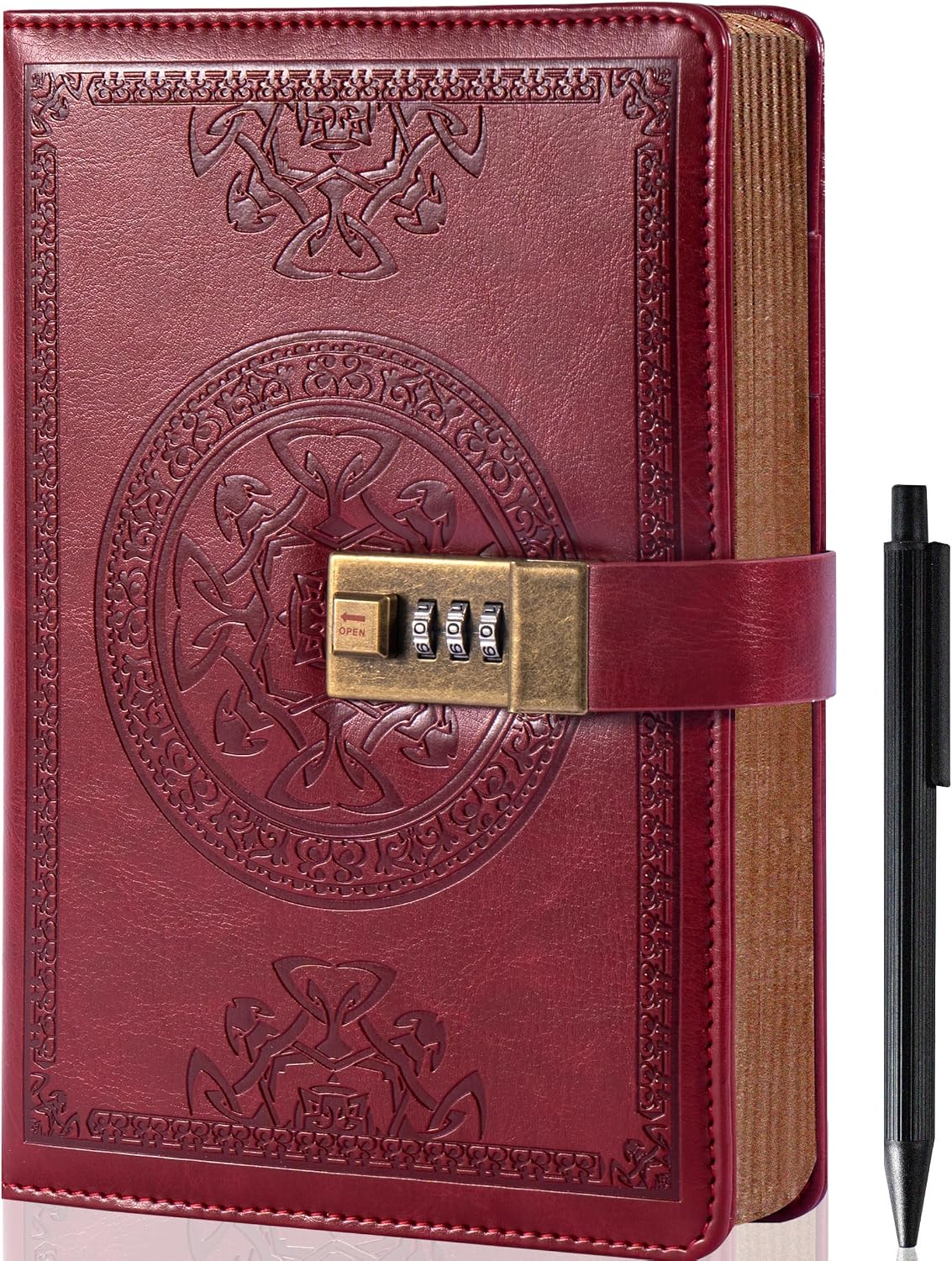 AGENDA CON CANDADO CAGIE A5 ROJO OSCURO - 1