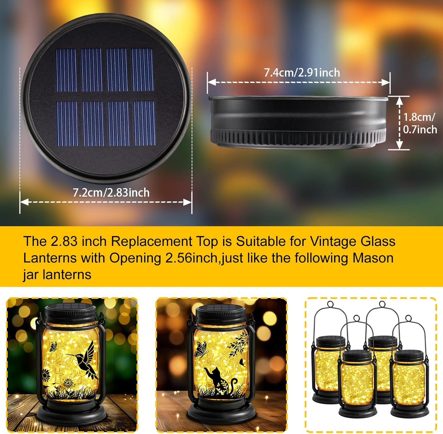 PACK 6 TAPAS SOLARES DE REEMPLAZO PARA FAROLES EXTERIOR 2.83 X 2.91 PULGADAS - 2