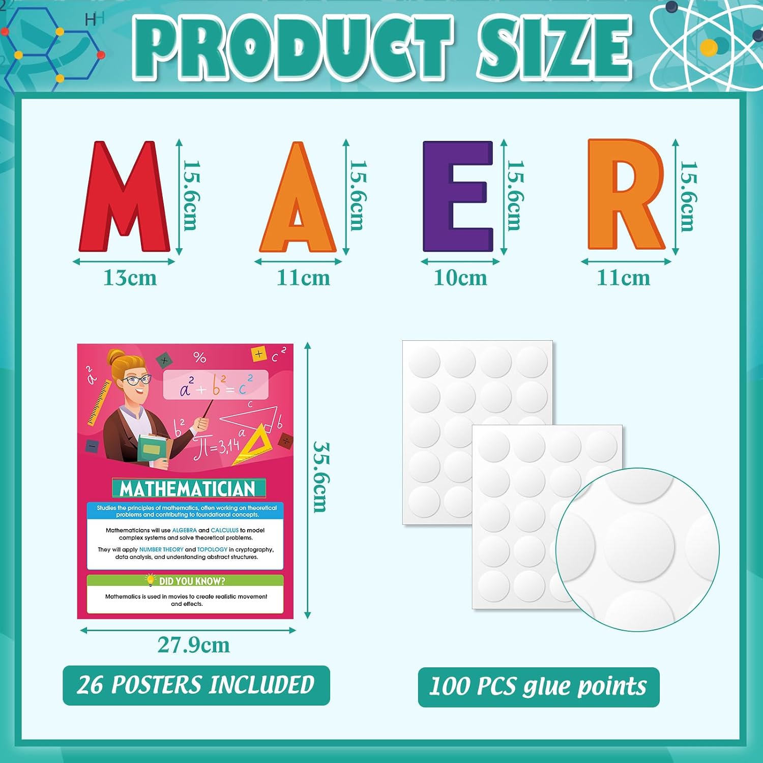 PÓSTERS DE CARRERAS MATEMÁTICAS FUNROUS 15 PIEZAS 36 X 28 CM - 2