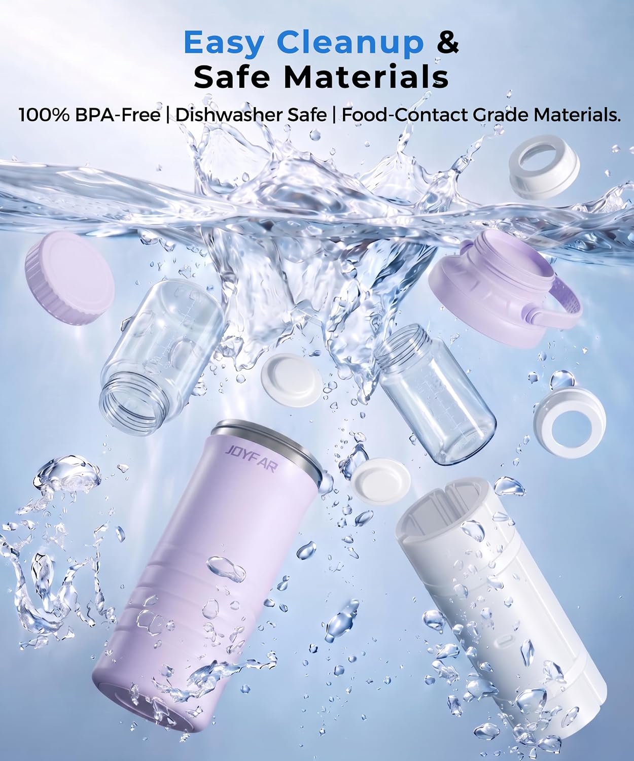 CONTENEDOR PORTÁTIL PARA LECHE MATERNA JOYFAR 22 OZ CON 2 BOTELLAS PÚRPURA - 5