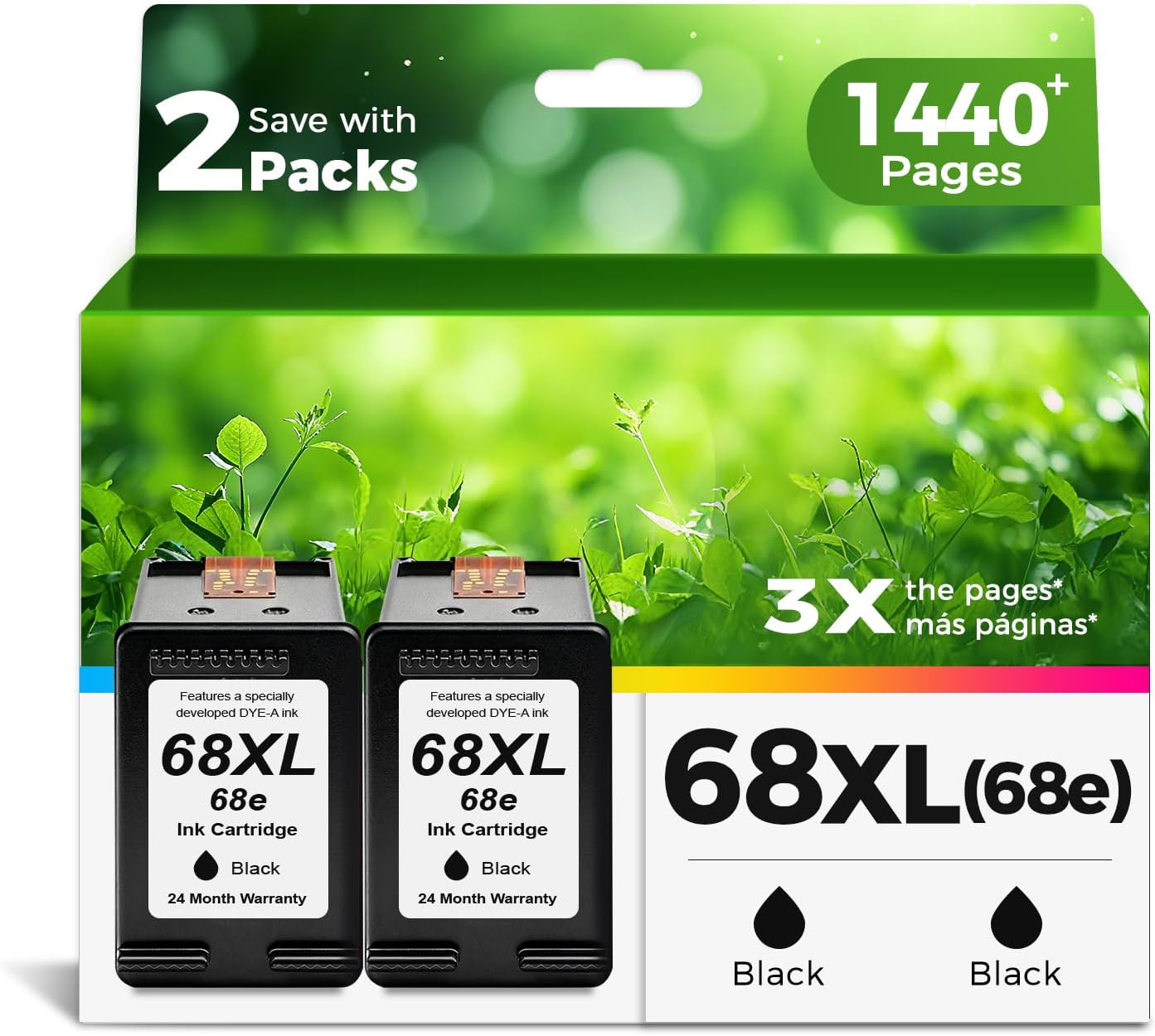 CARTUCHOS DE TINTA ANKINK 68XL NEGRO PACK 2 UNIDADES COMPATIBLE HP - 1