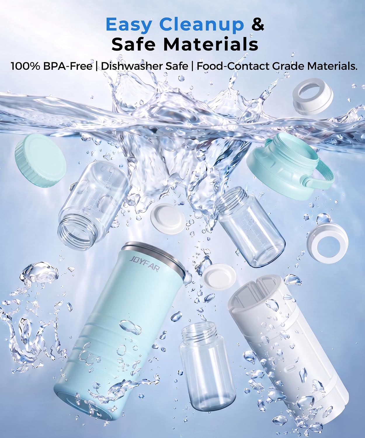 CONTENEDOR PARA LECHE MATERNA JOYFAR PORTÁTIL CON 2 BOTELLAS 22 OZ AZUL - 5