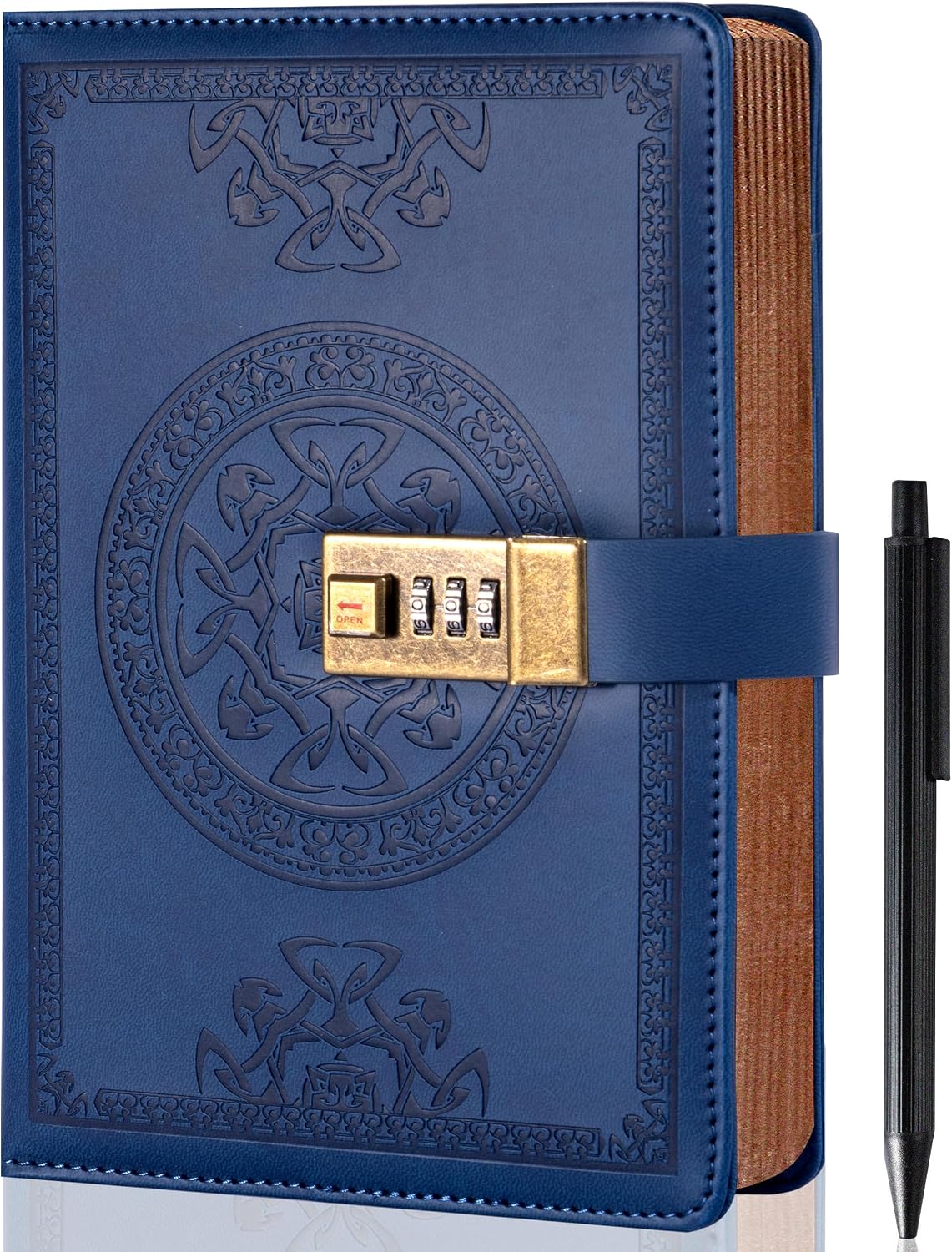 AGENDA CAGIE A5 CON CANDADO CUERO AZUL OSCURO - 1