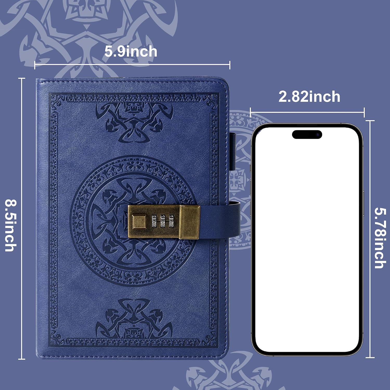 AGENDA CAGIE A5 CON CANDADO CUERO AZUL OSCURO - 3