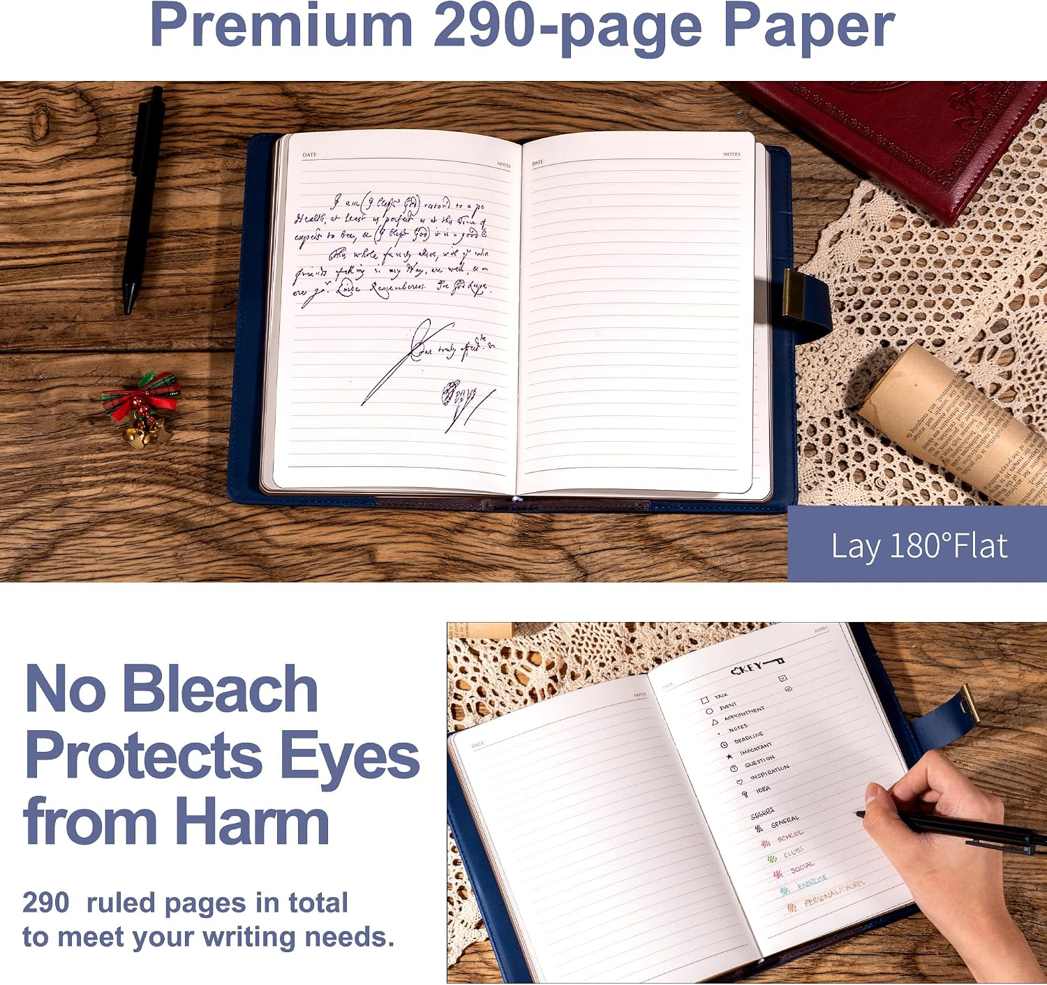 AGENDA CAGIE A5 CON CANDADO CUERO AZUL OSCURO - 5