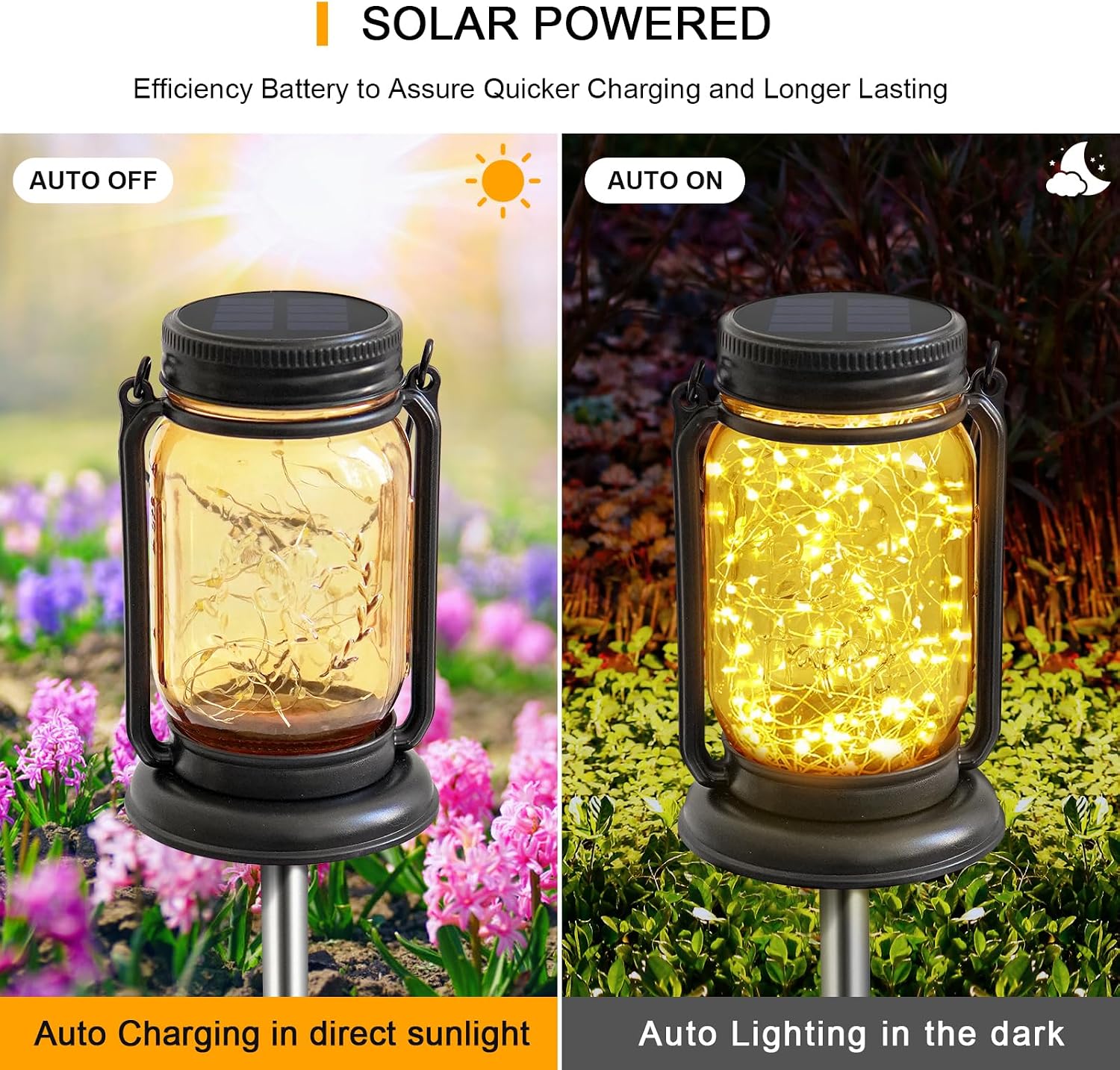FAROL SOLAR COLGANTE MASON JAR CON 30 LEDS, JUEGO DE 4 UNIDADES - 2