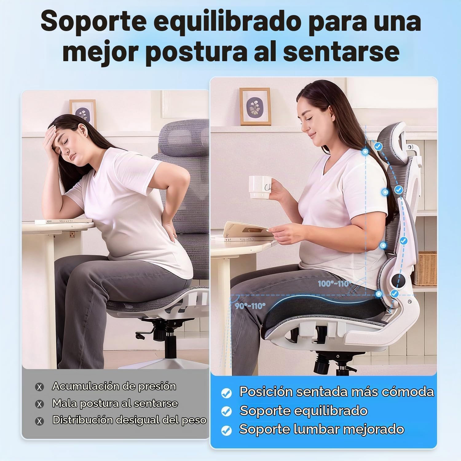 COJÍN DE ESPUMA VISCOELÁSTICA PARA SILLA DE OFICINA CON ALIVIO DE PRESIÓN EN CÓCCIX TAMAÑO GRANDE - 3