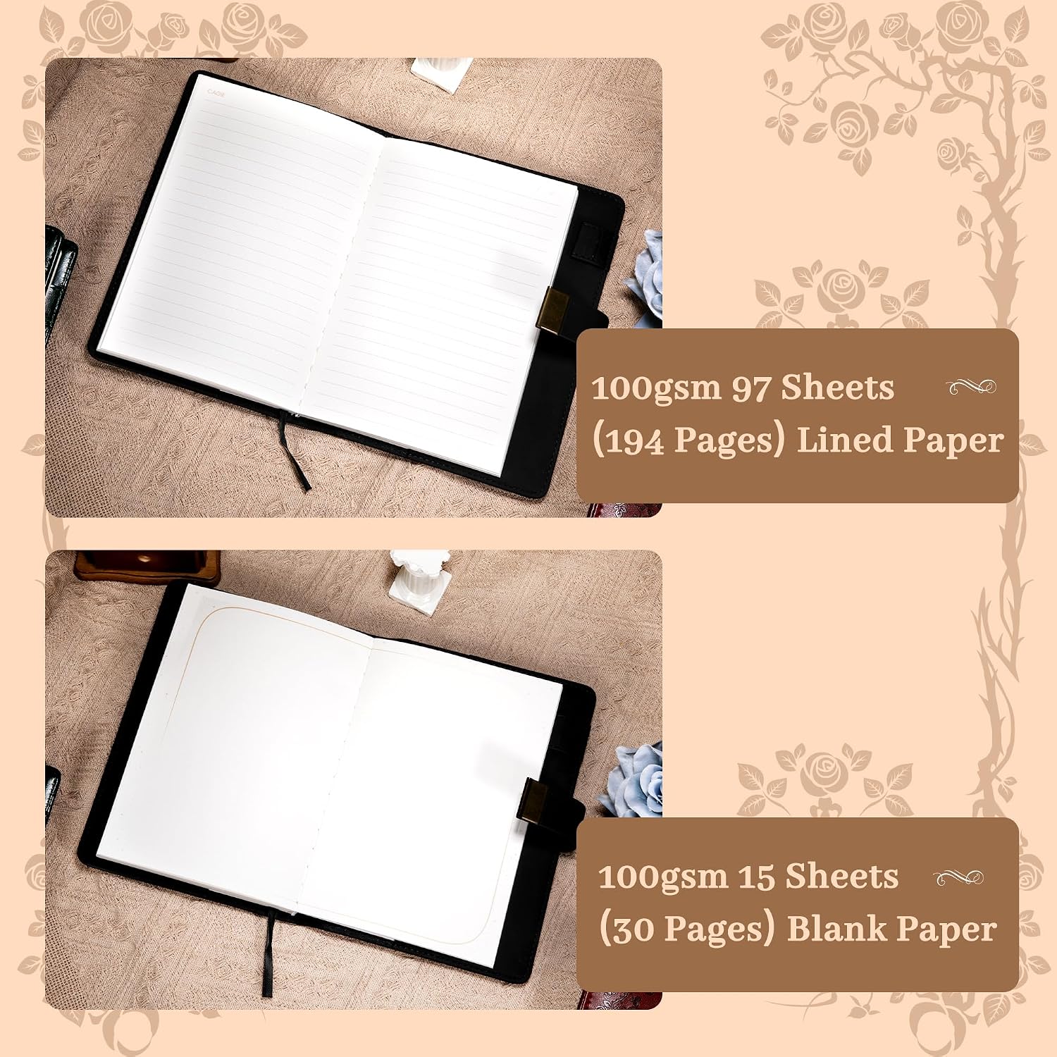 AGENDA CON CANDADO CAGIE CUERO SINTÉTICO NEGRO 5.5 X 8 PULGADAS - 4