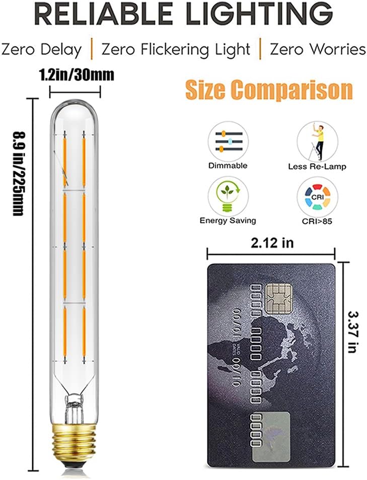 AMPOLLETA LED TUBULAR E26 8W LUZ CÁLIDA 2700K REGULABLE - 2