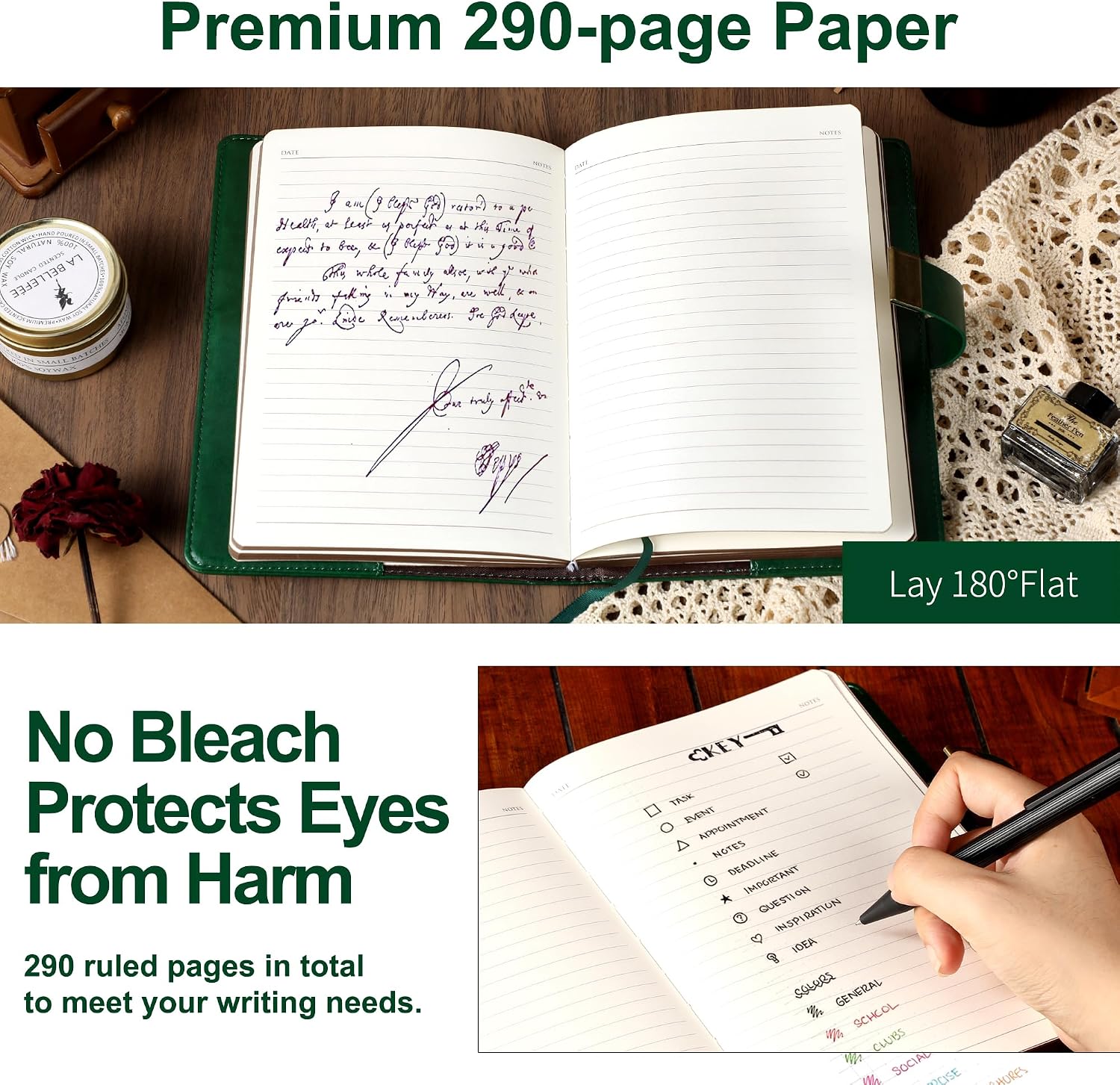 AGENDA CON CANDADO CAGIE VERDE 5.7' X 8.3' - 4