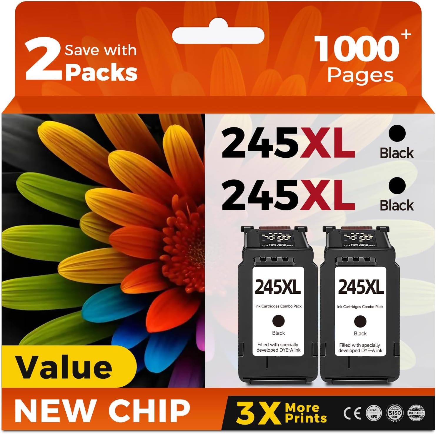 CARTUCHO DE TINTA SKYINK COMPATIBLE 245XL PARA CANON PG-245 NEGRO PACK 2 - 1