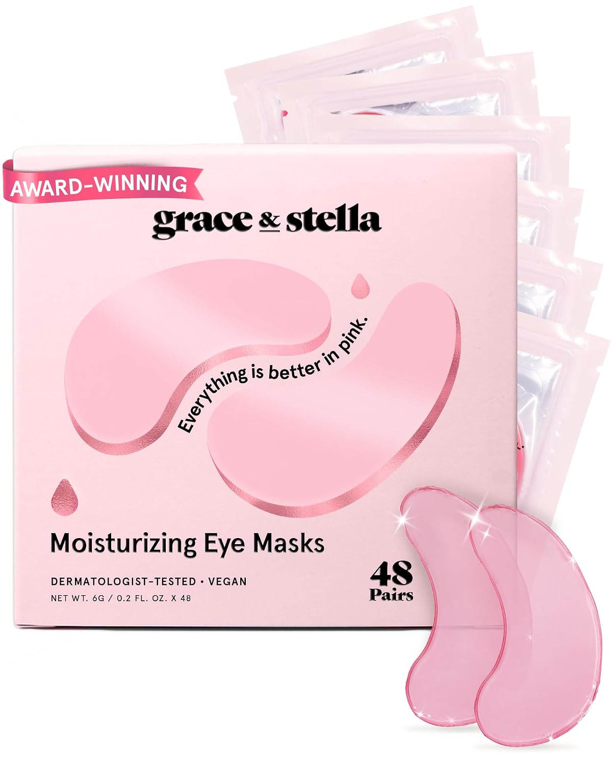 MASCARILLA PARA CONTORNO DE OJOS GRACE Y STELLA 48 PARES ROSA - 1