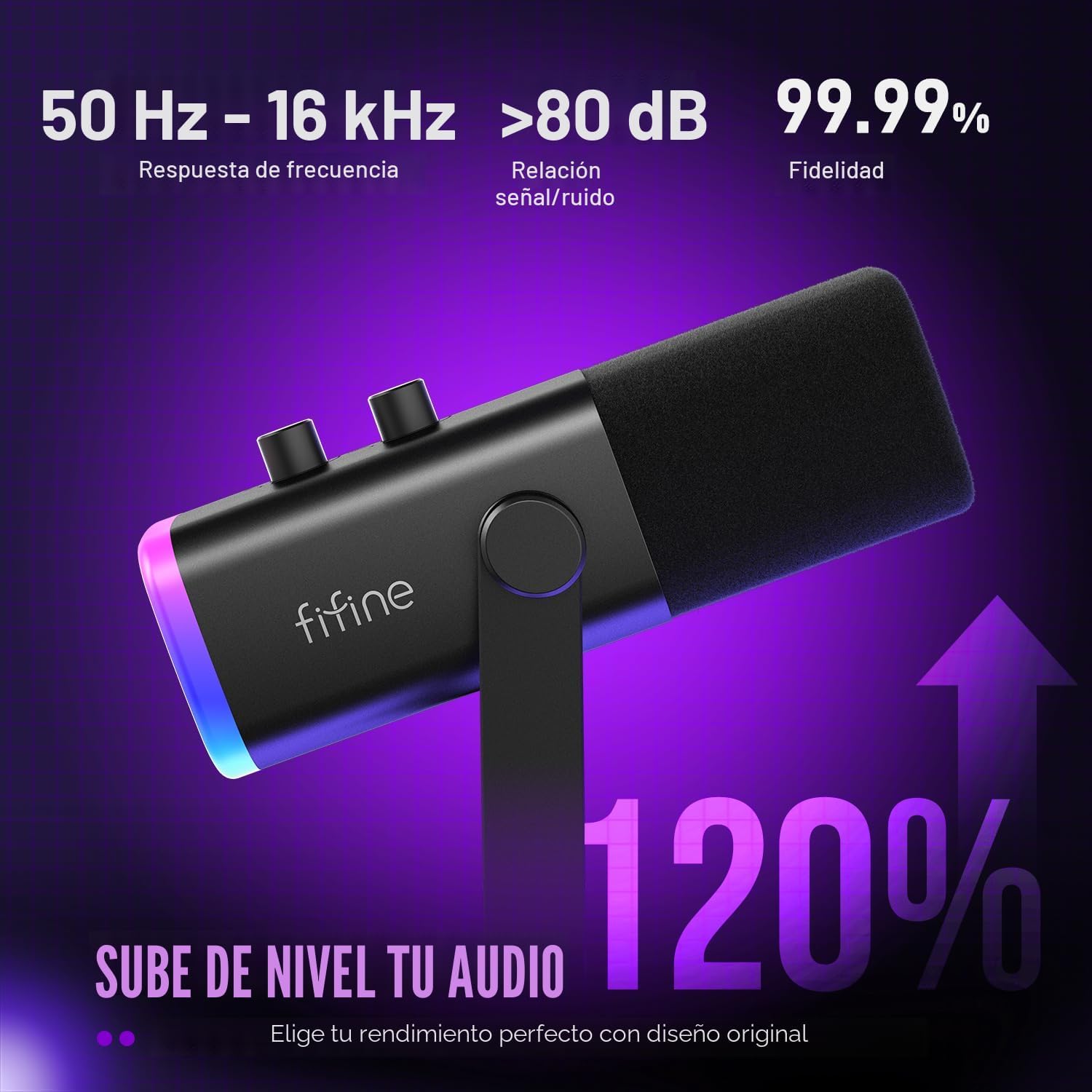 MICRÓFONO DINÁMICO FIFINE AMPLIGAME AM8 USB/XLR PARA GAMING Y STREAMING - 3