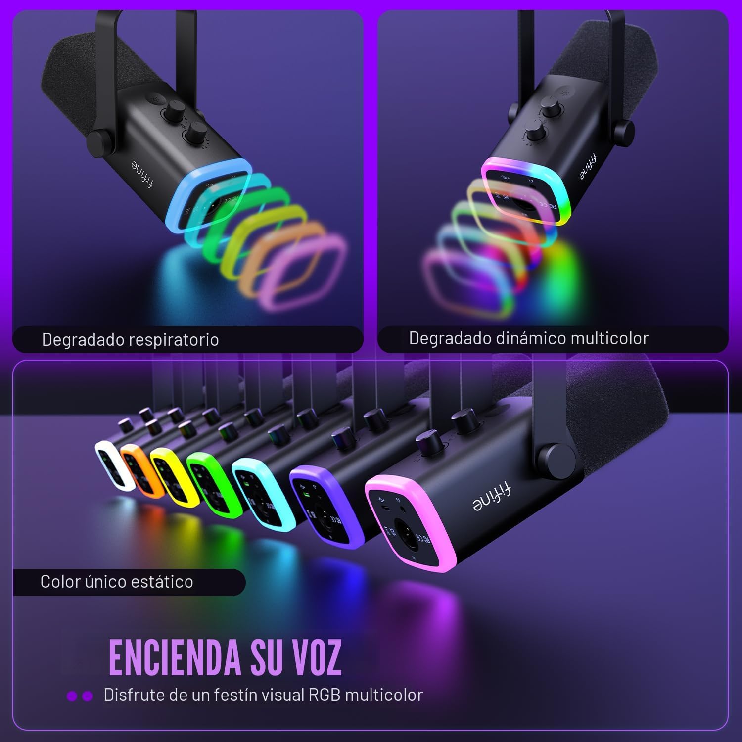 MICRÓFONO DINÁMICO FIFINE AMPLIGAME AM8 USB/XLR PARA GAMING Y STREAMING - 5