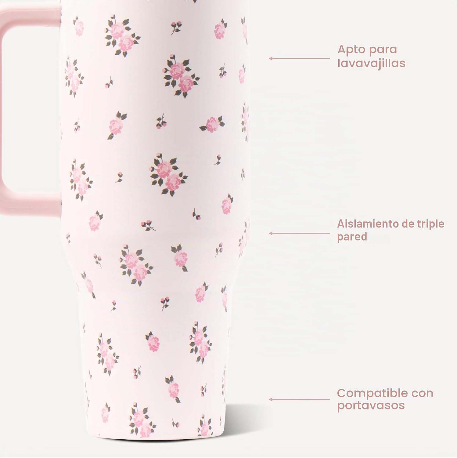 VASO TUMBLER HYDROJUG TRAVELER 32OZ CON AISLAMIENTO, ASA Y POPOTE WILDROSE - 3