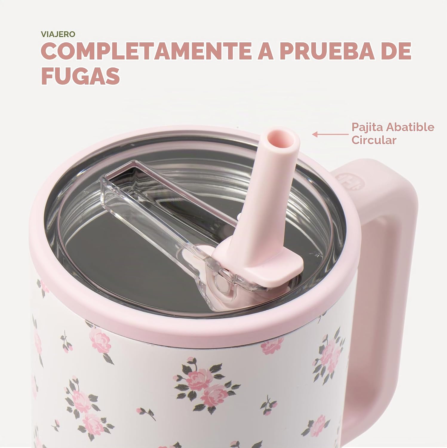 VASO TUMBLER HYDROJUG TRAVELER 32OZ CON AISLAMIENTO, ASA Y POPOTE WILDROSE - 4