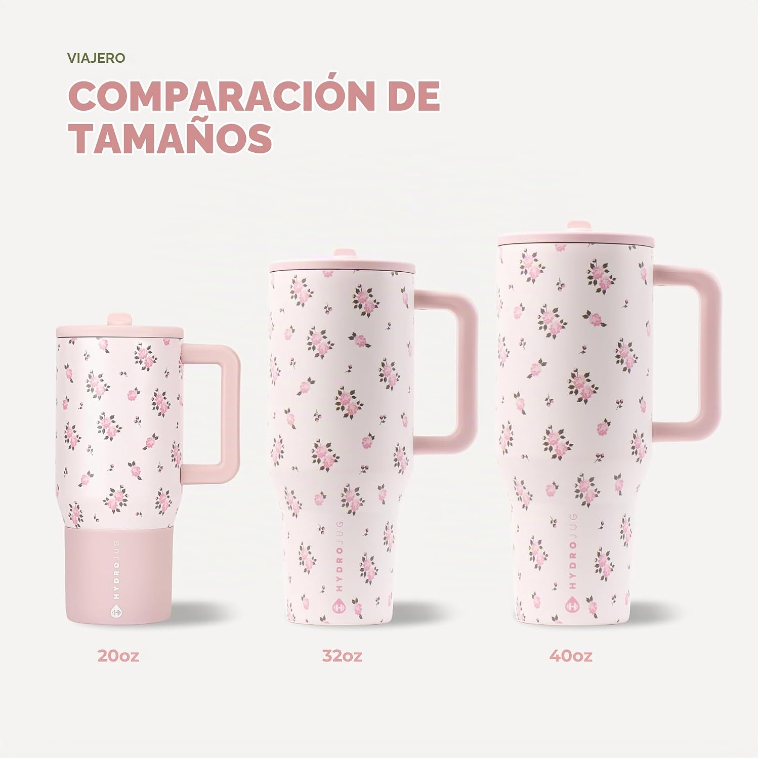 VASO TUMBLER HYDROJUG TRAVELER 32OZ CON AISLAMIENTO, ASA Y POPOTE WILDROSE - 5