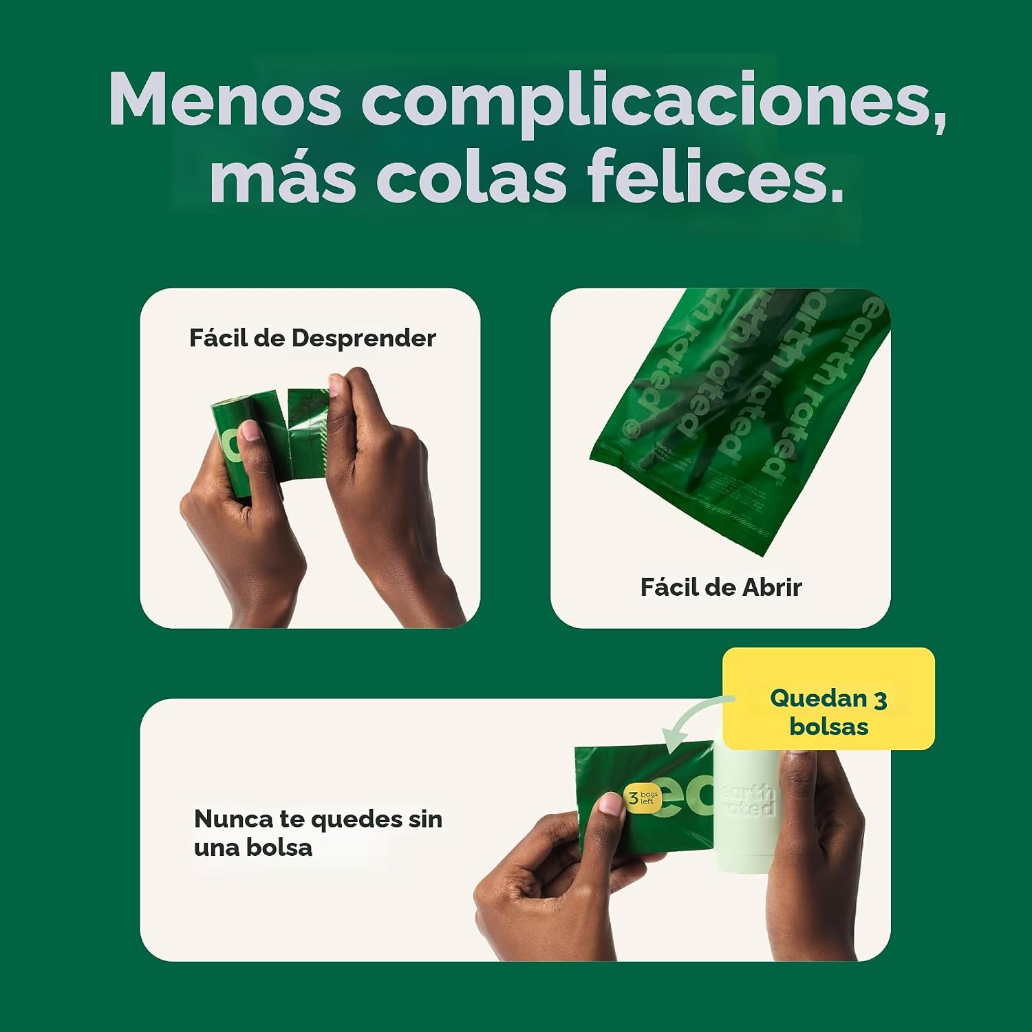 BOLSAS PARA DESECHOS DE PERRO EARTH RATED EN ROLLOS DE RECARGA, 600 BOLSAS, SIN AROMA - 3