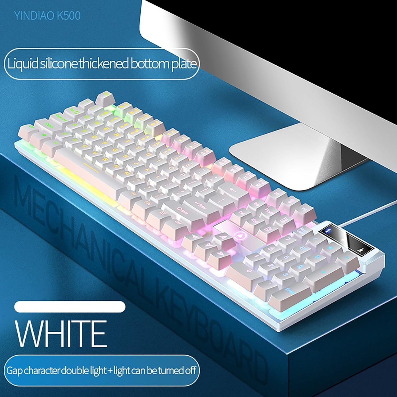TECLADO GAMER LOVSKOO MECÁNICO RGB CON CABLE RESISTENTE A DERRAMES - 3