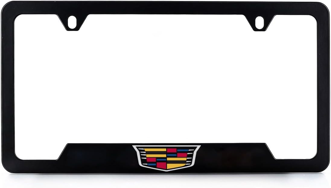 MARCO PARA PLACA DE LICENCIA CADILLAC CREST WORDMARK NEGRO CON GRABADO ROTATORIO - 1