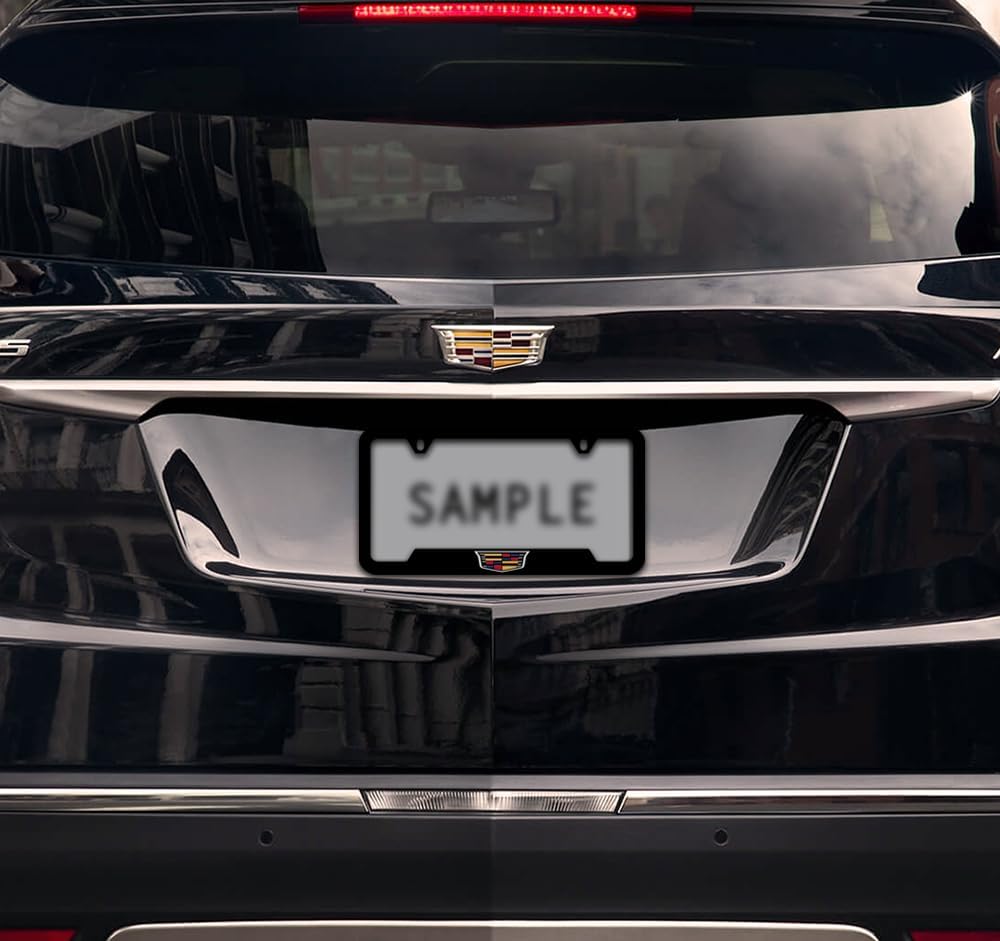 MARCO PARA PLACA DE LICENCIA CADILLAC CREST WORDMARK NEGRO CON GRABADO ROTATORIO - 3