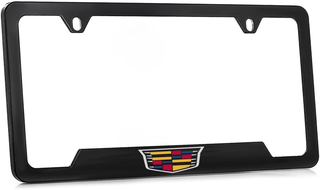 MARCO PARA PLACA DE LICENCIA CADILLAC CREST WORDMARK NEGRO CON GRABADO ROTATORIO - 5