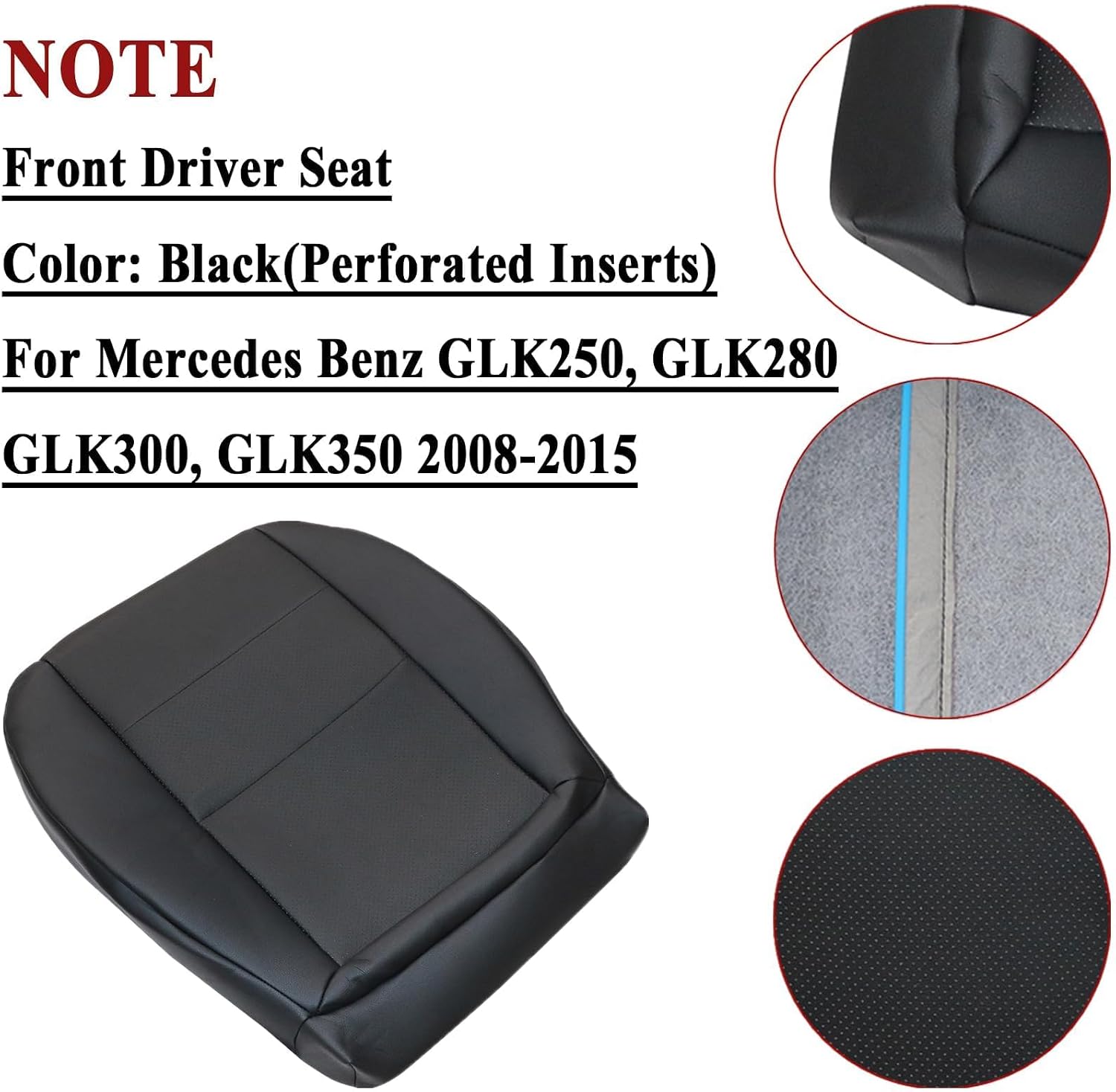 FUNDAS DE ASIENTO DE REEMPLAZO NLQR PARA MERCEDES BENZ GLK Y C-CLASS NEGRO - 4