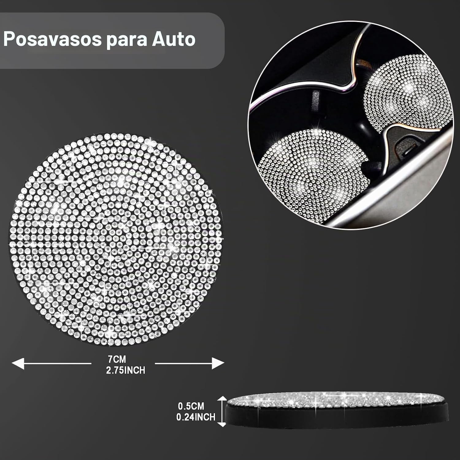 MARCO PARA PLACA DE AUTO YOGRVNER CON CRISTALES BRILLANTES 2 UNIDADES BLANCO - 4