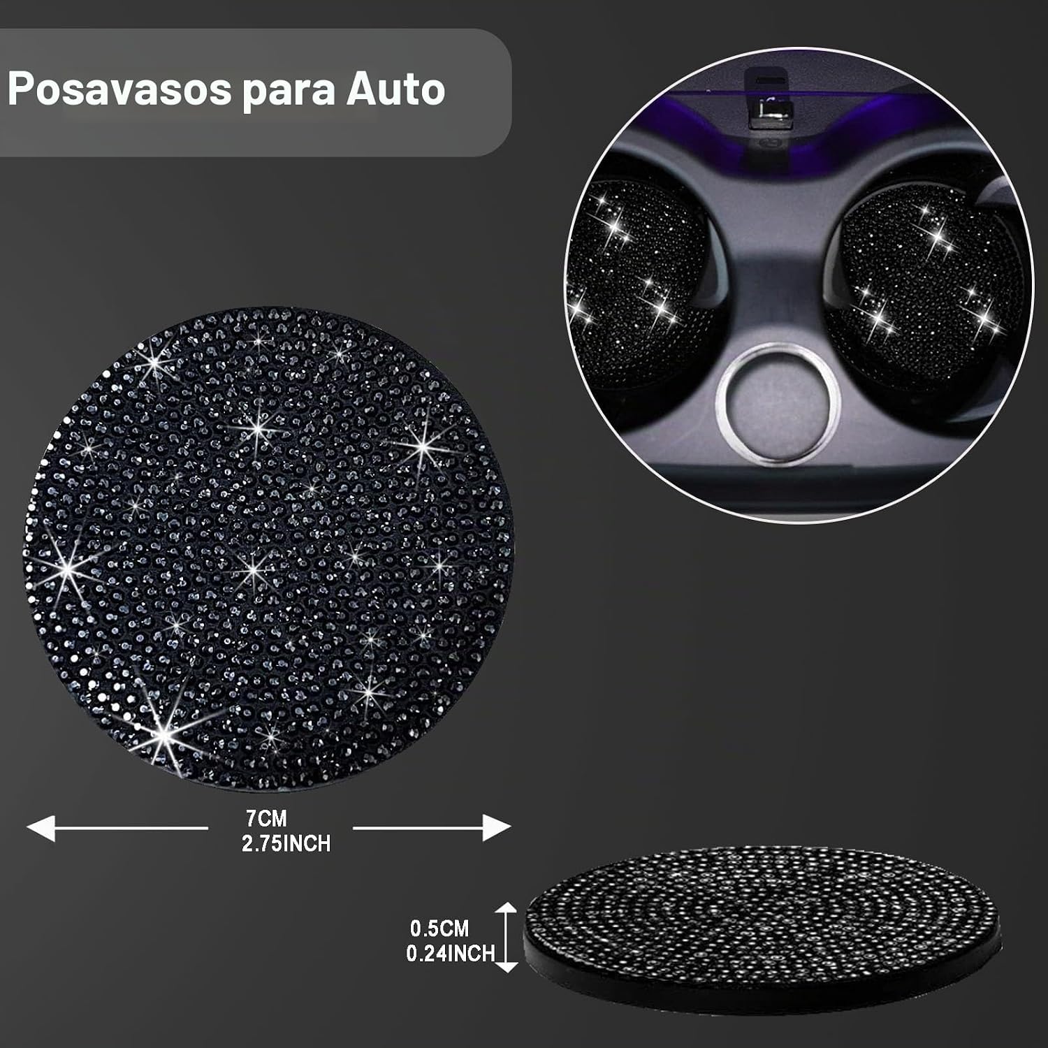 MARCO PARA PLACA DE AUTO YOGRVNER NEGRO CON CRISTALES, 2 UNIDADES - 4