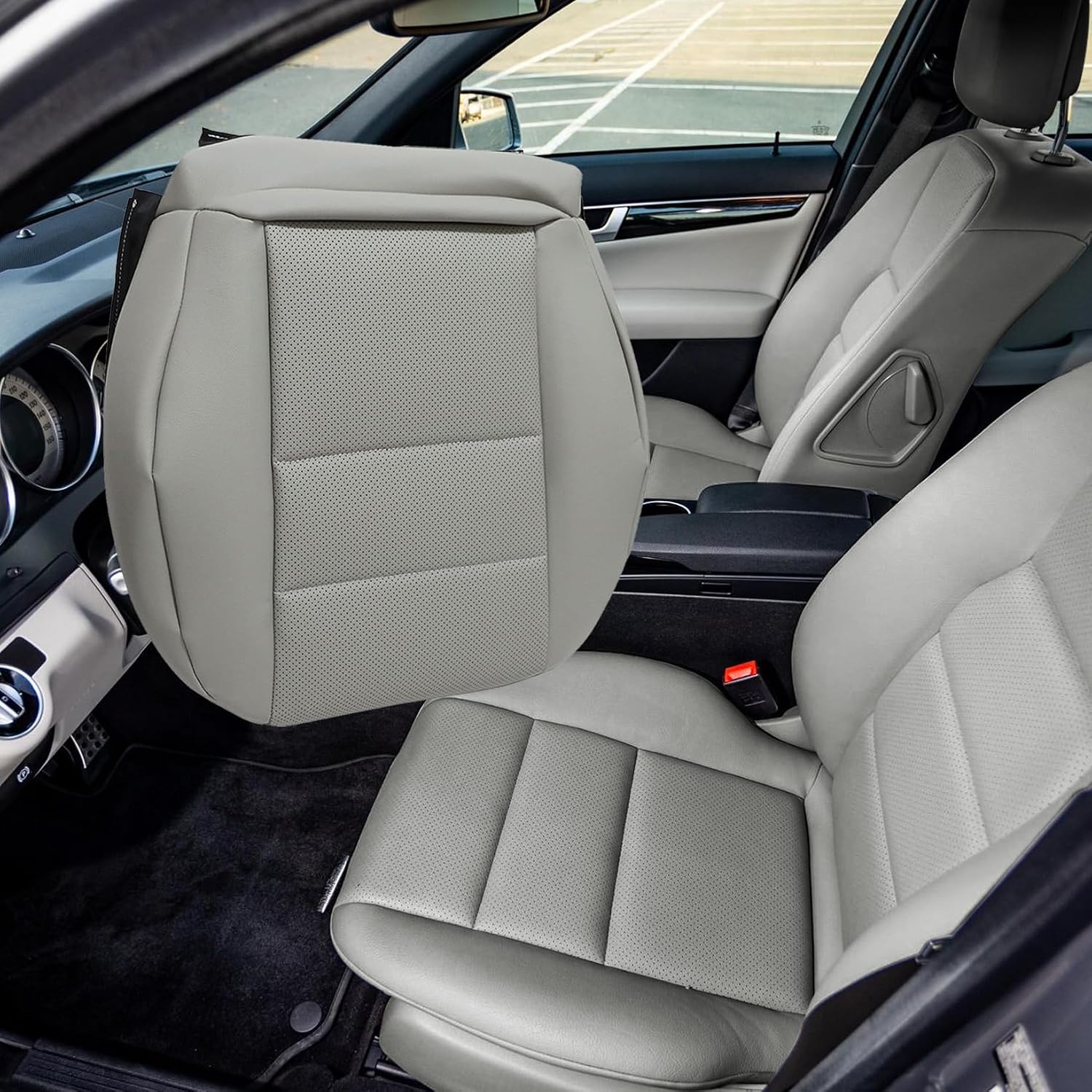 FUNDA DE ASIENTO INFERIOR NLQR PARA MERCEDES BENZ C250 C300 C350 W204 2008-2015 GRIS - 1