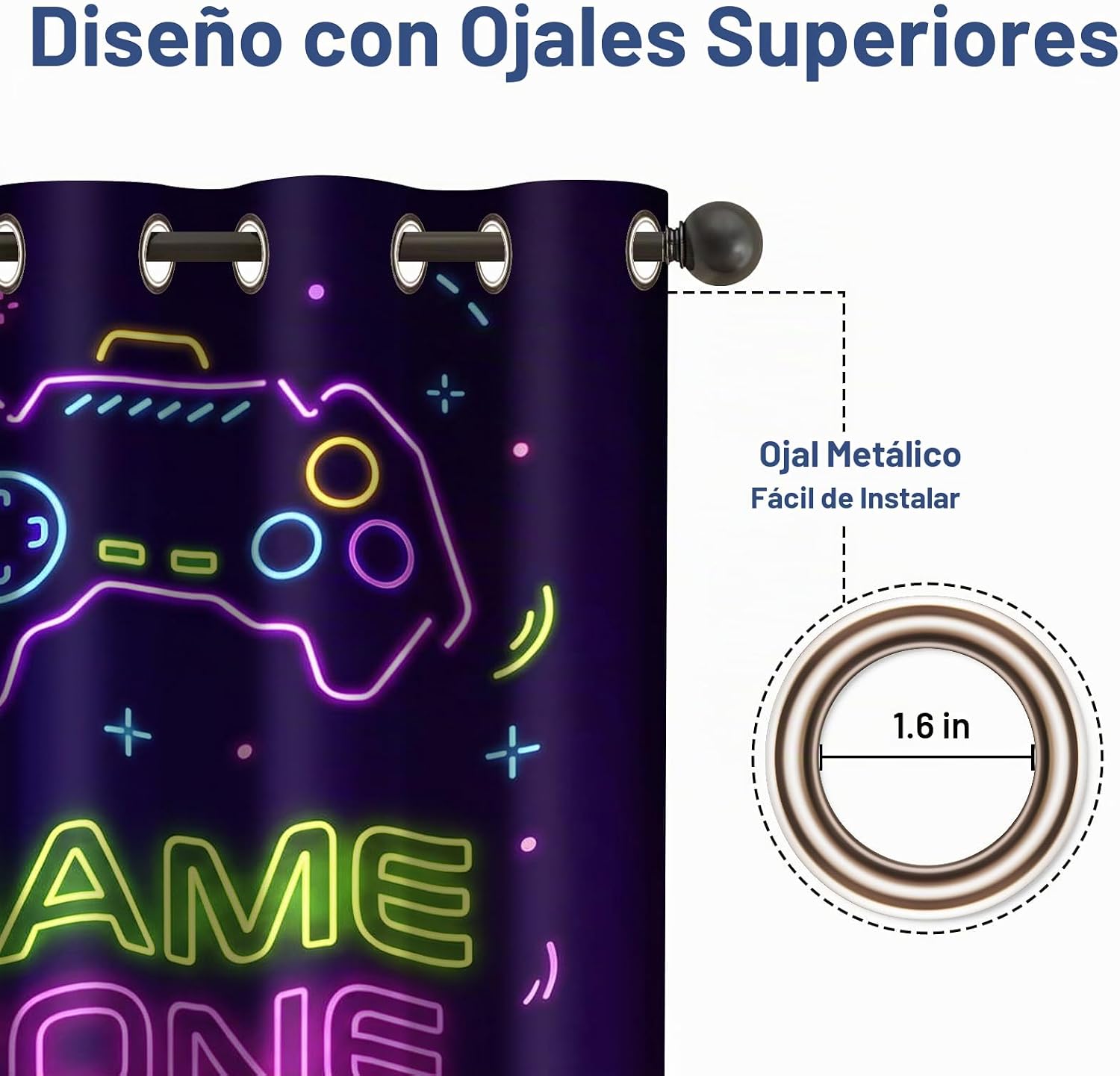 CORTINAS BLACKOUT JEKENO GAMING 2 PANELES 52X84 PULGADAS - 4