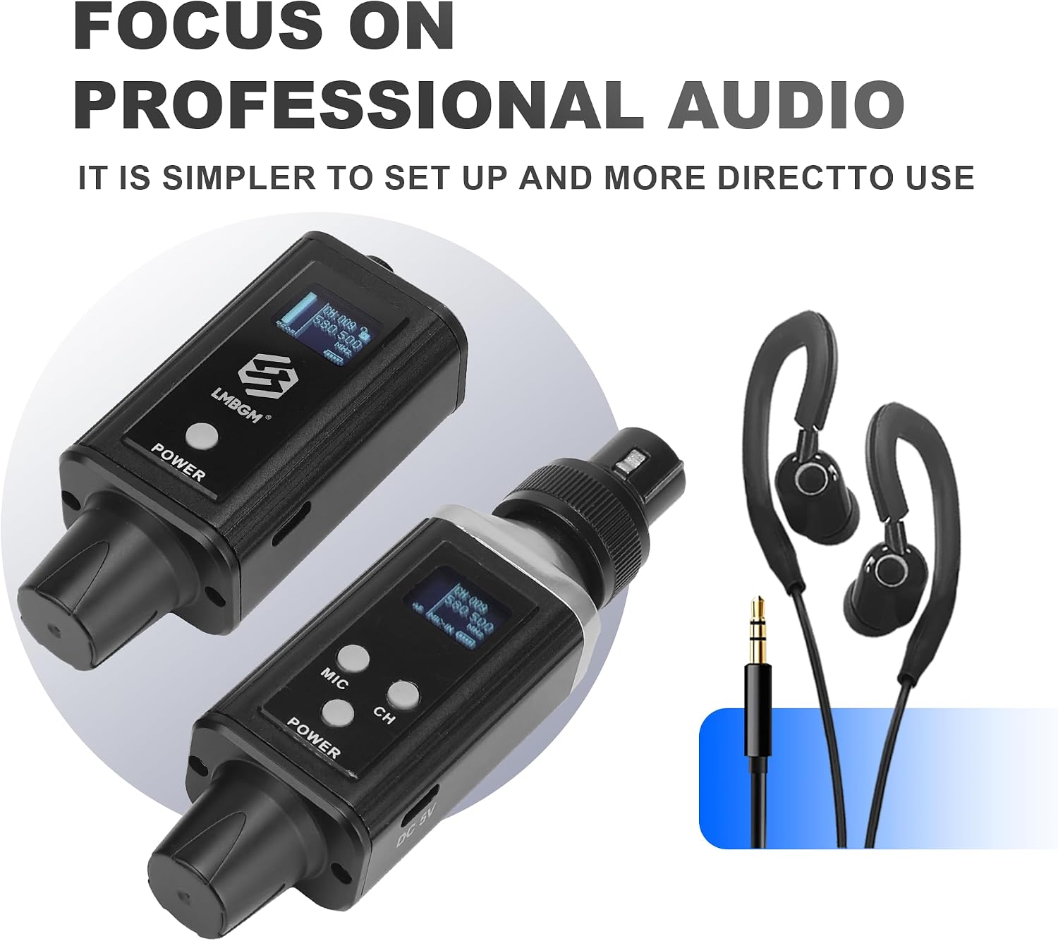 SISTEMA DE MONITOREO IN-EAR INALÁMBRICO A9 UHF LMBGM CON TRANSMISOR Y RECEPTOR - 3