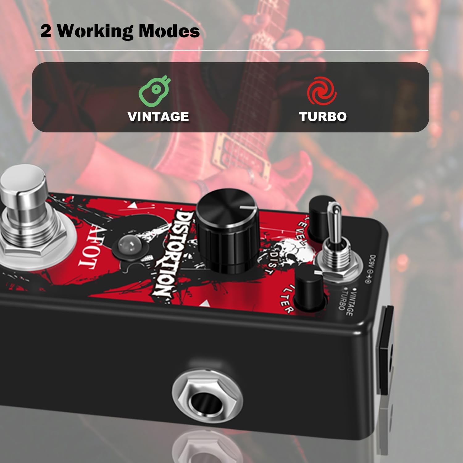 PEDAL DE DISTORSIÓN AFOT PARA GUITARRA ELÉCTRICA MODO VINTAGE TURBO - 3