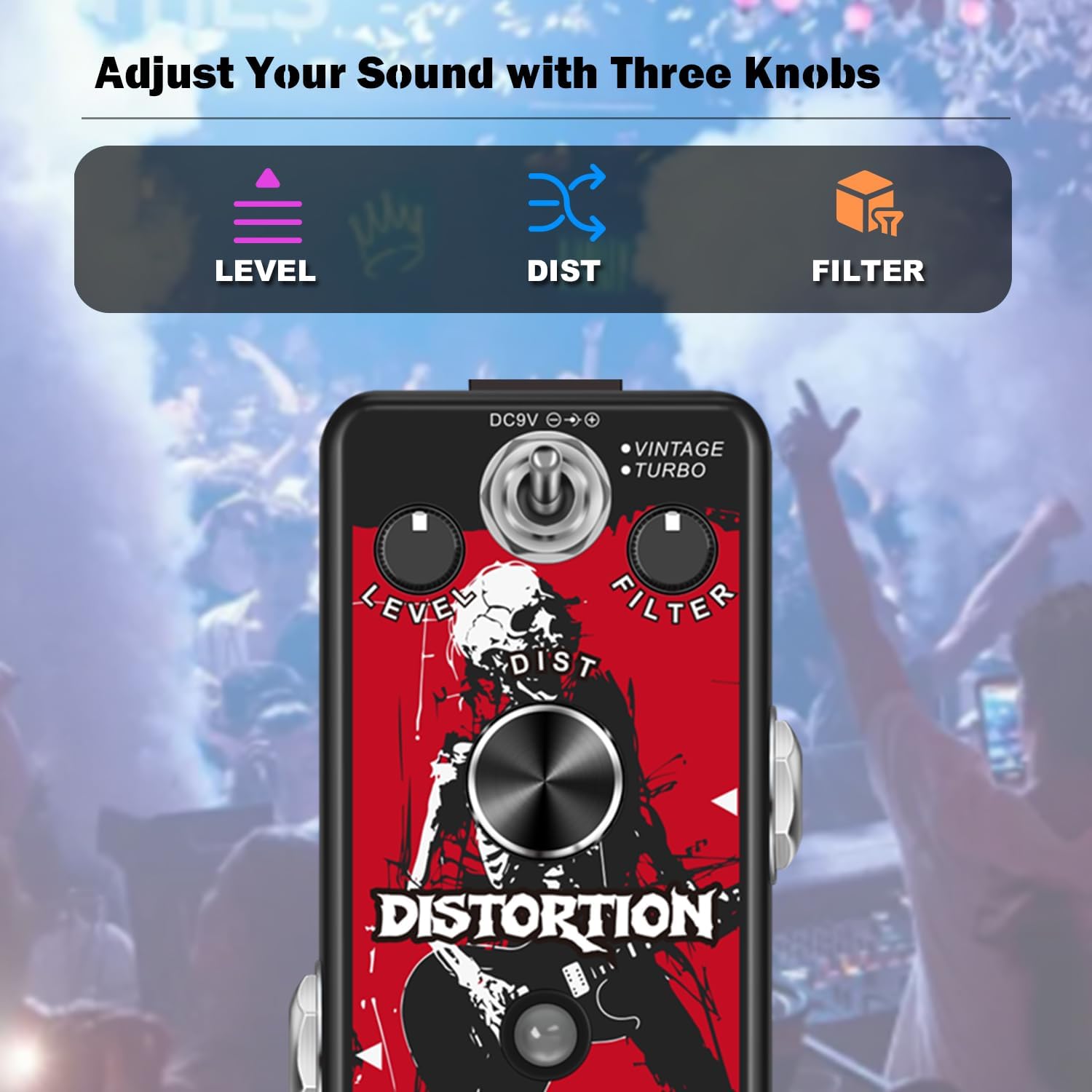 PEDAL DE DISTORSIÓN AFOT PARA GUITARRA ELÉCTRICA MODO VINTAGE TURBO - 4