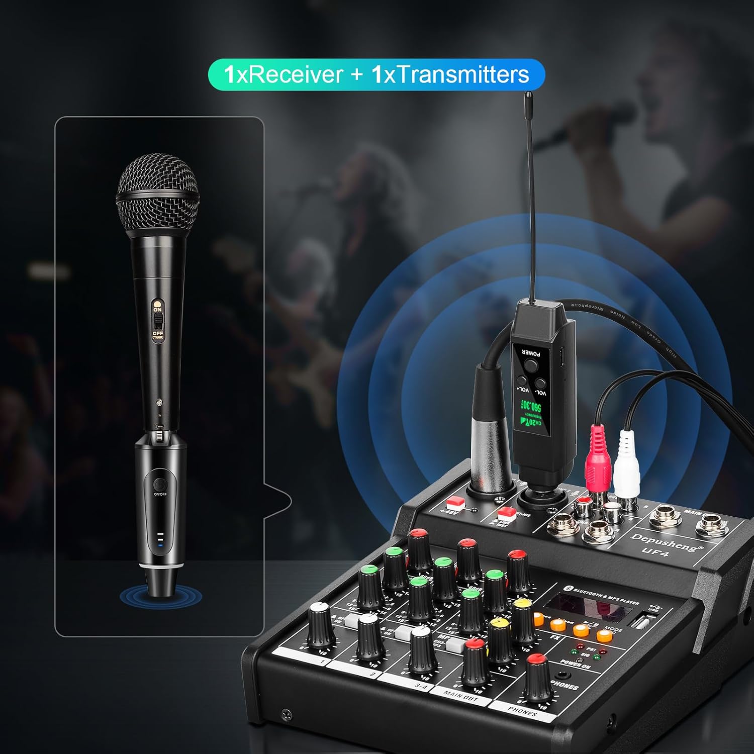 MICRÓFONO INALÁMBRICO DEPUSHENG 2.4GHZ CON TRANSMISOR Y RECEPTOR - 4