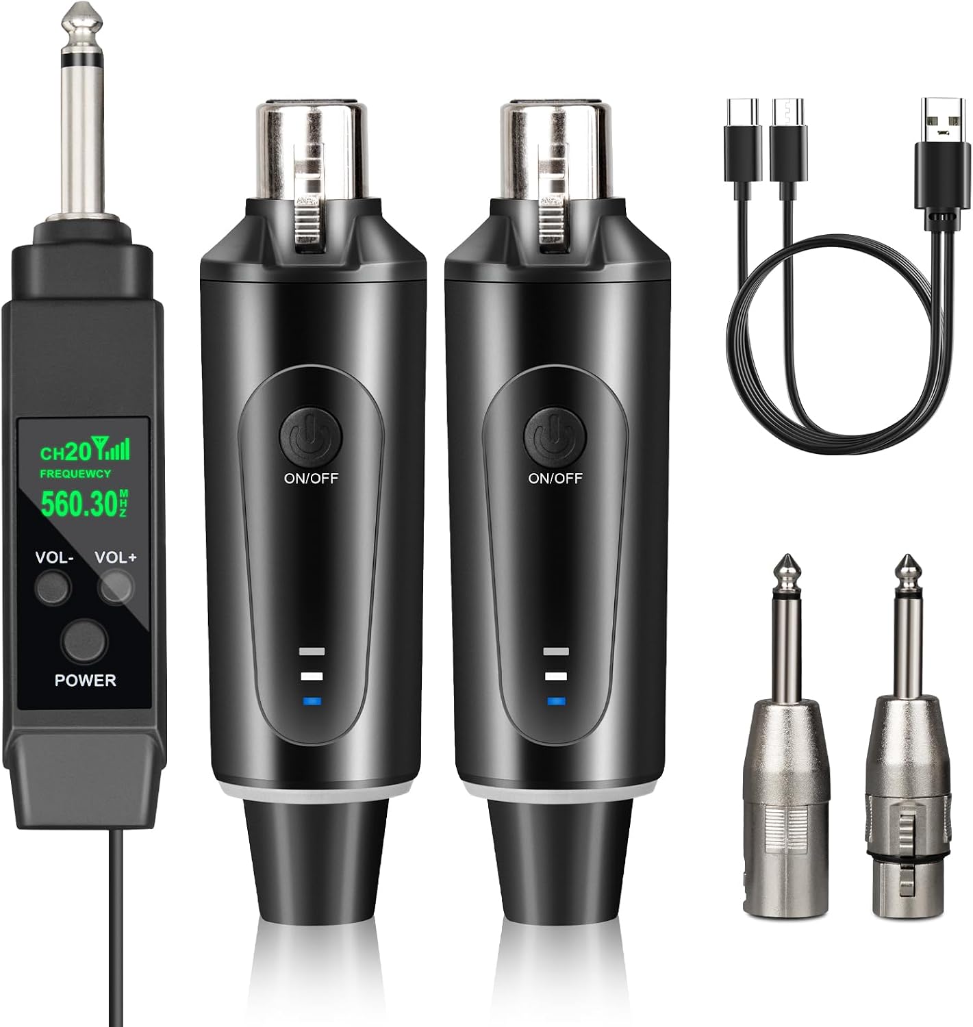 MICRÓFONO INALÁMBRICO DEPUSHENG 2.4GHZ CON DOS TRANSMISORES Y RECEPTOR - 1