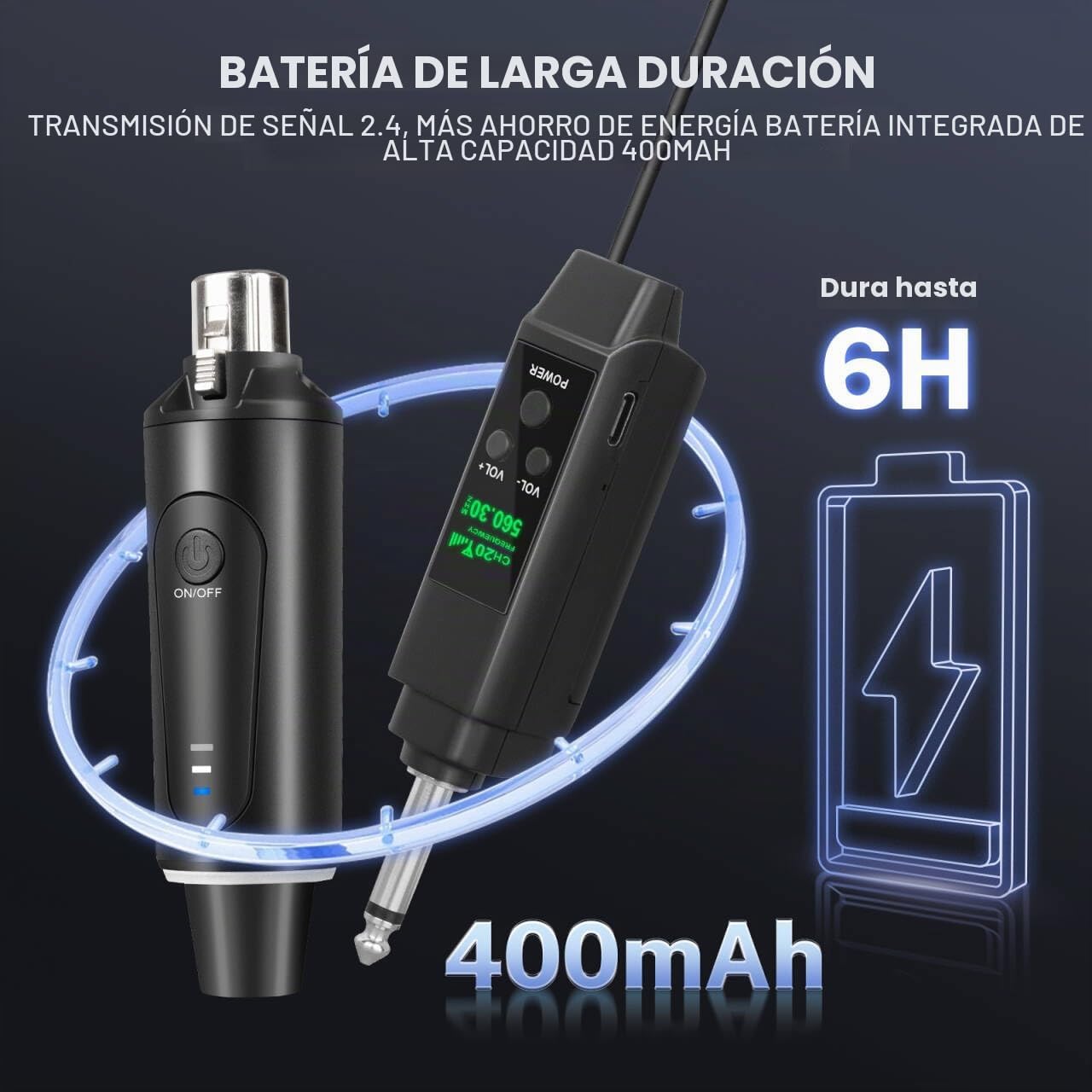 MICRÓFONO INALÁMBRICO DEPUSHENG 2.4GHZ CON DOS TRANSMISORES Y RECEPTOR - 2