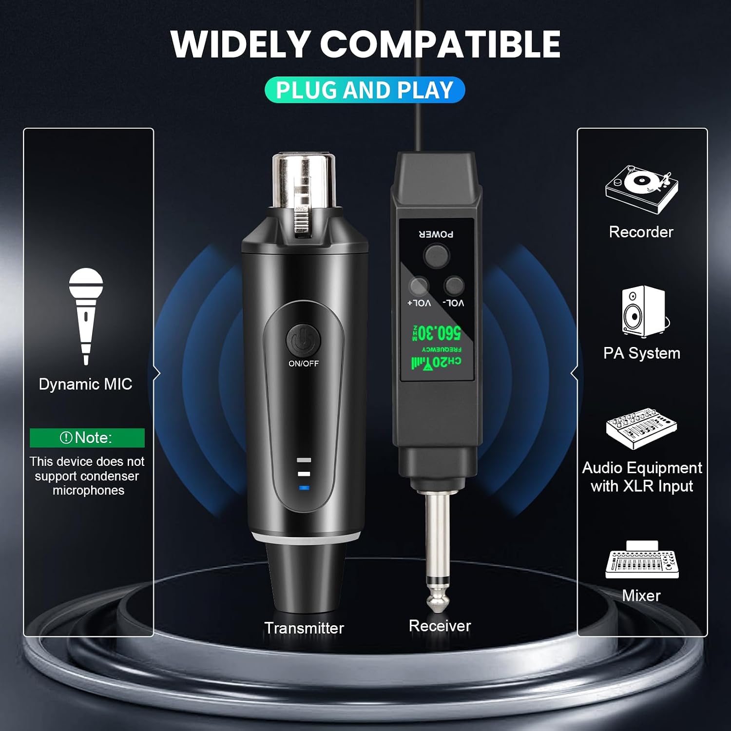 MICRÓFONO INALÁMBRICO DEPUSHENG 2.4GHZ CON DOS TRANSMISORES Y RECEPTOR - 5