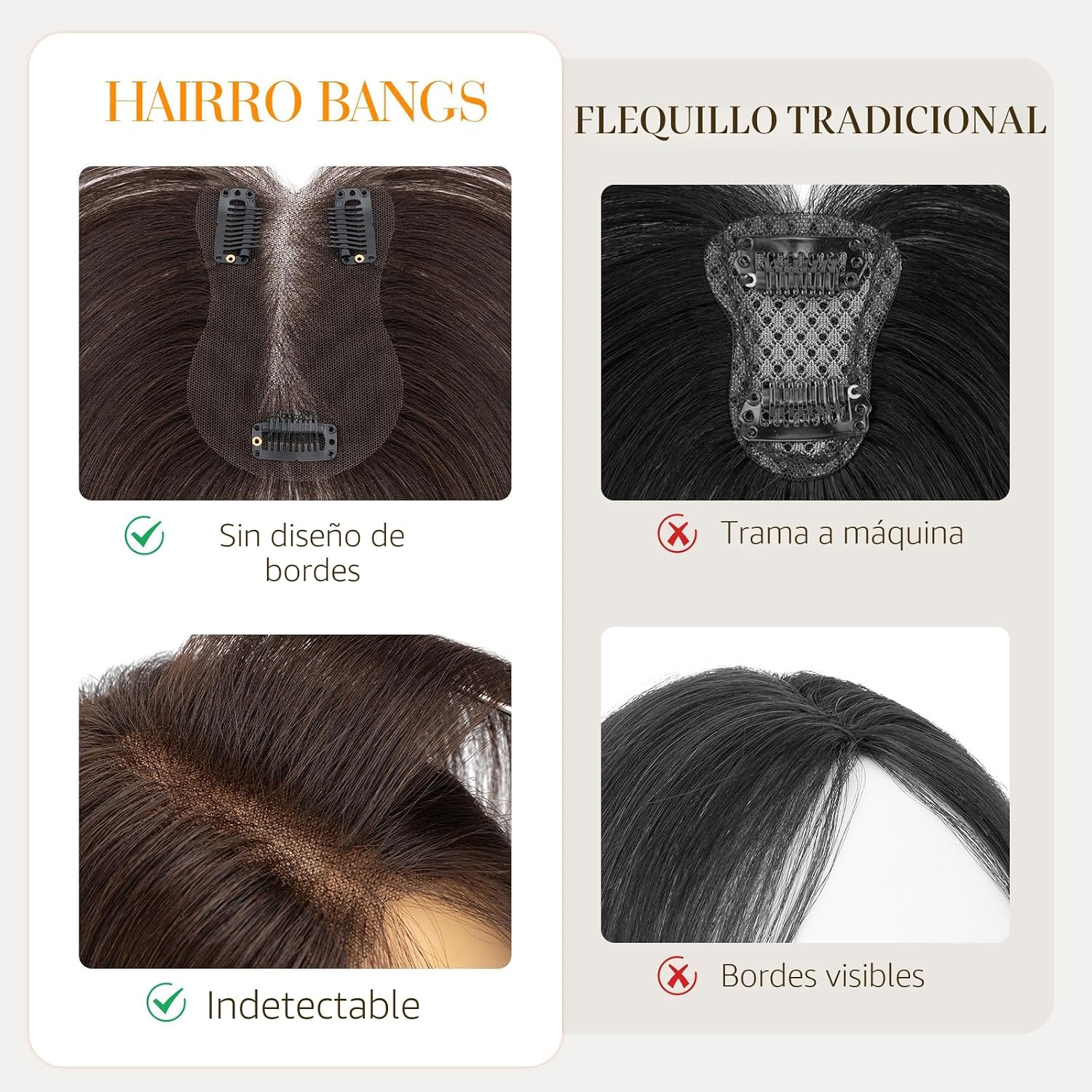 TOPPER DE CABELLO HUMANO HAIRRO CON FLEQUILLO 11 PULGADAS 14G CASTAÑO OSCURO - 4