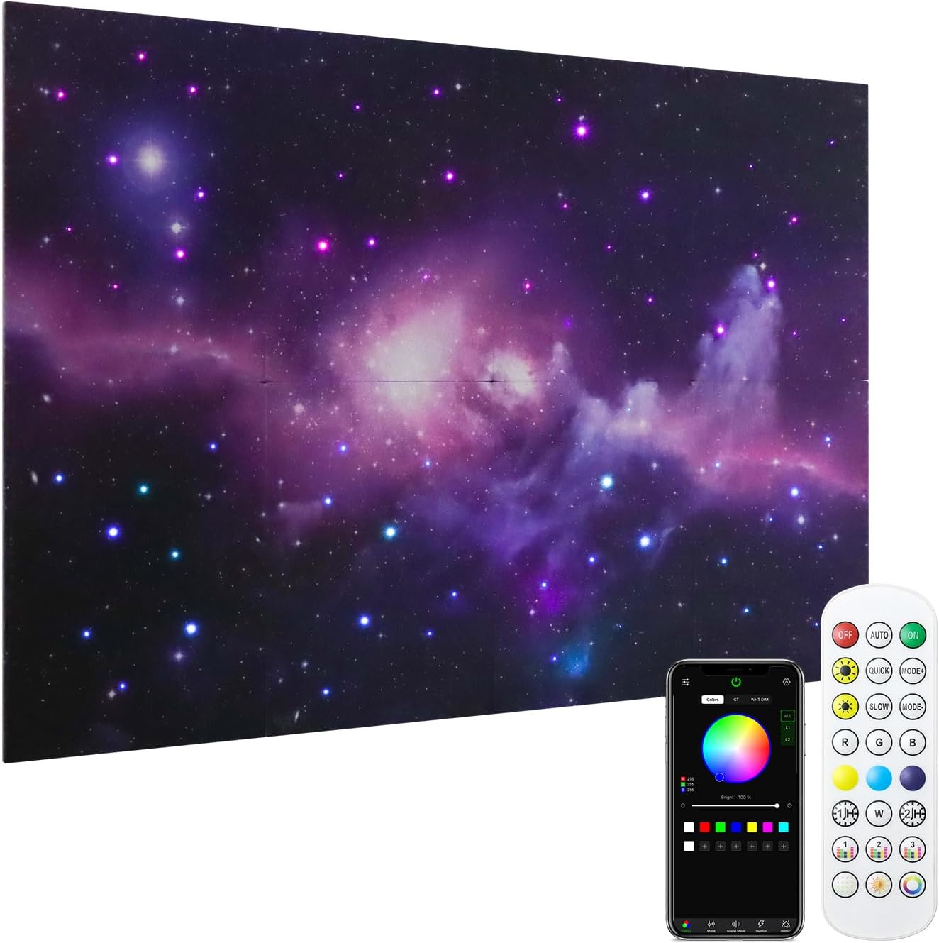 PANELES ACÚSTICOS BLUSUN CON ILUMINACIÓN DE FIBRA ÓPTICA 48' X 32' JUEGO DE 8 PIEZAS - 1